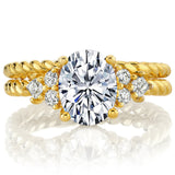 2.5Ct Oval Moissanite Victorian Vintage Bridal Set Engagement Ring Braided Wedding Band 18K Gold over Silver