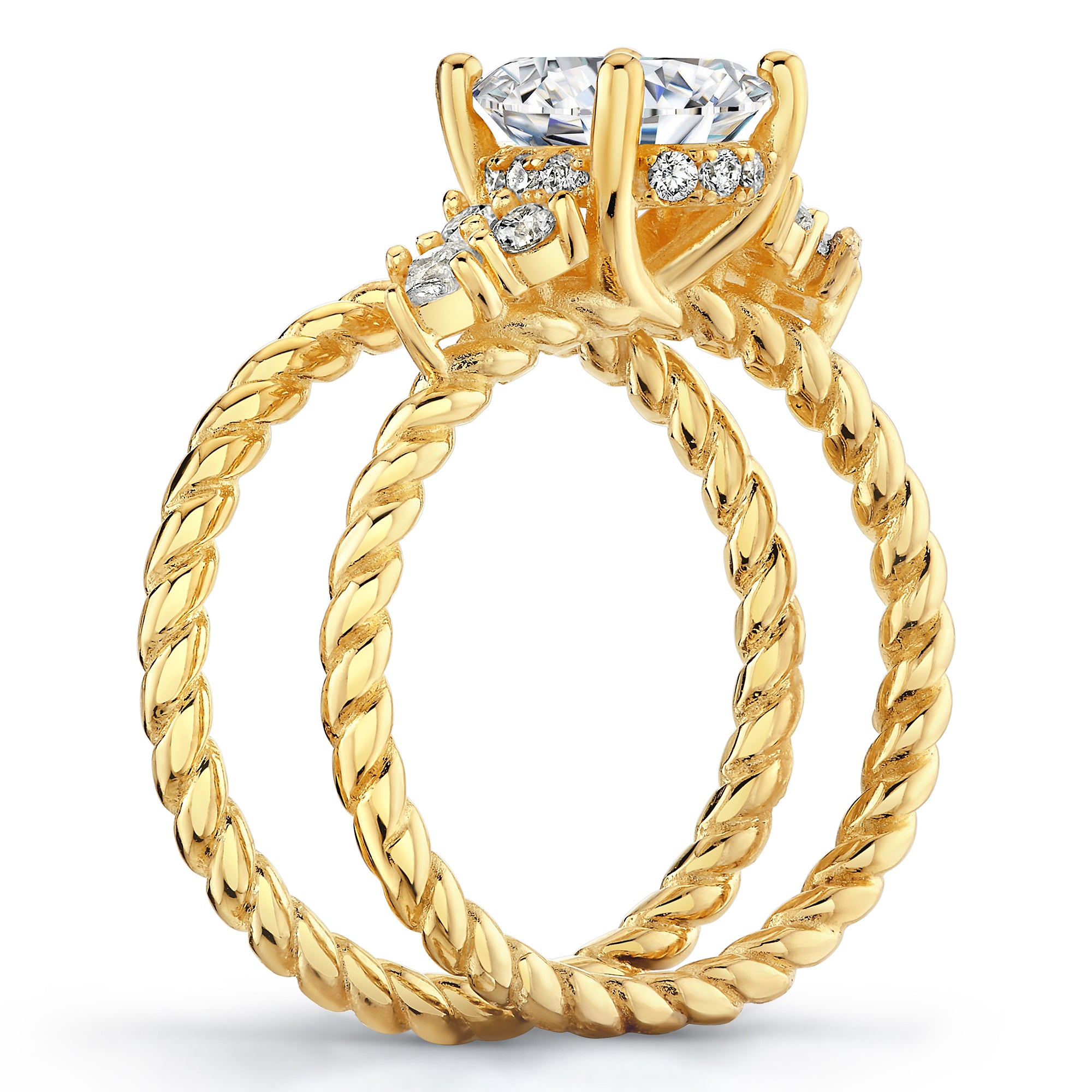 2.5Ct Oval Moissanite Victorian Vintage Bridal Set Engagement Ring Braided Wedding Band 18K Gold over Silver