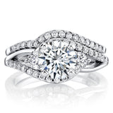 2.4Ct Round Brilliant Love Knot Moissanite Bridal Set Past Present Future Engagement Ring 18K White Gold over Silver