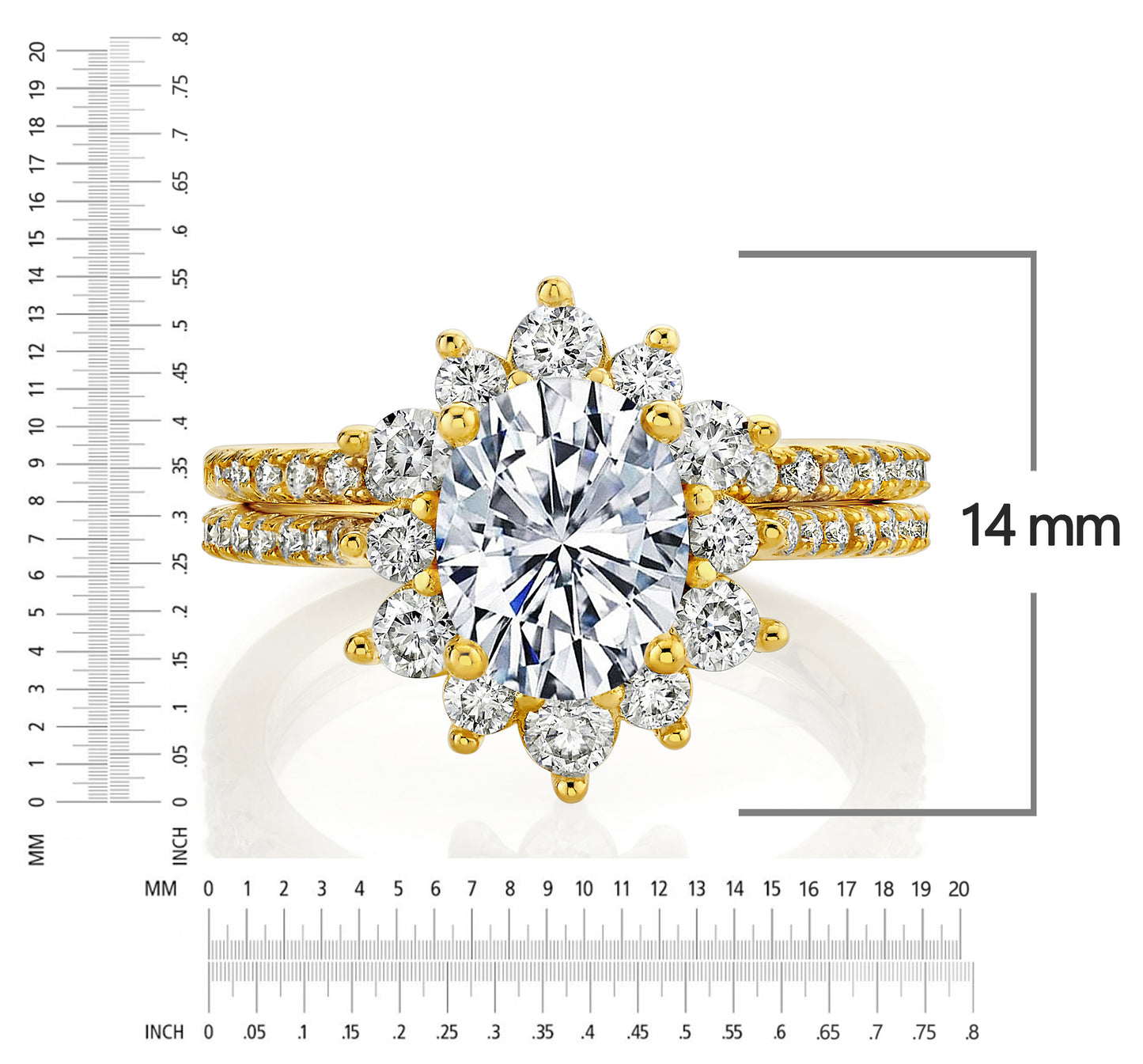 3Ct Oval Moissanite Bridal Set Vintage Victorian Halo Engagement Ring 18K Gold over Sterling Silver