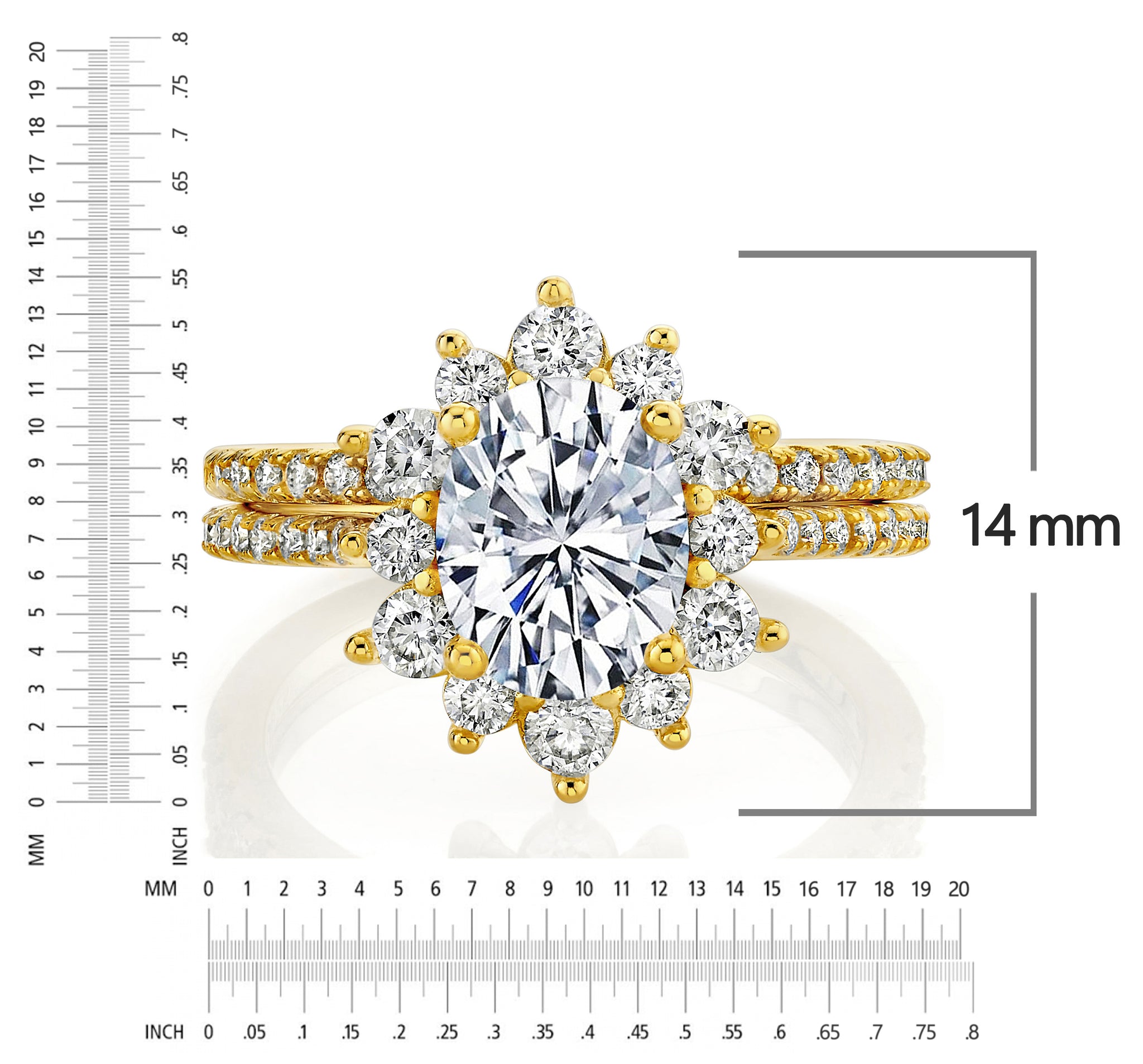 3Ct Oval Moissanite Bridal Set Vintage Victorian Halo Engagement Ring 18K Gold over Sterling Silver