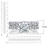 2Ct Round-cut Moissanite Laced Milgrain Bridal Set Engagement Ring 18K White Gold over Sterling Silver
