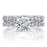 2Ct Round-cut Moissanite Laced Milgrain Bridal Set Engagement Ring 18K White Gold over Sterling Silver