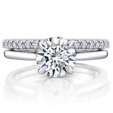 2Ct Round Moissanite Bridal Set Under Halo Cathedral Wedding Ring 18K White Gold over Silver