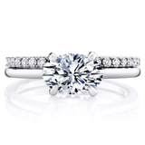 2Ct. Moissanite 18K White Gold Sterling Silver East West Under Halo Engagement Wedding Ring Bridal Set