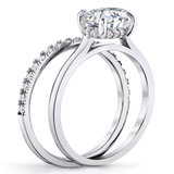 2Ct. Moissanite 18K White Gold Sterling Silver East West Under Halo Engagement Wedding Ring Bridal Set