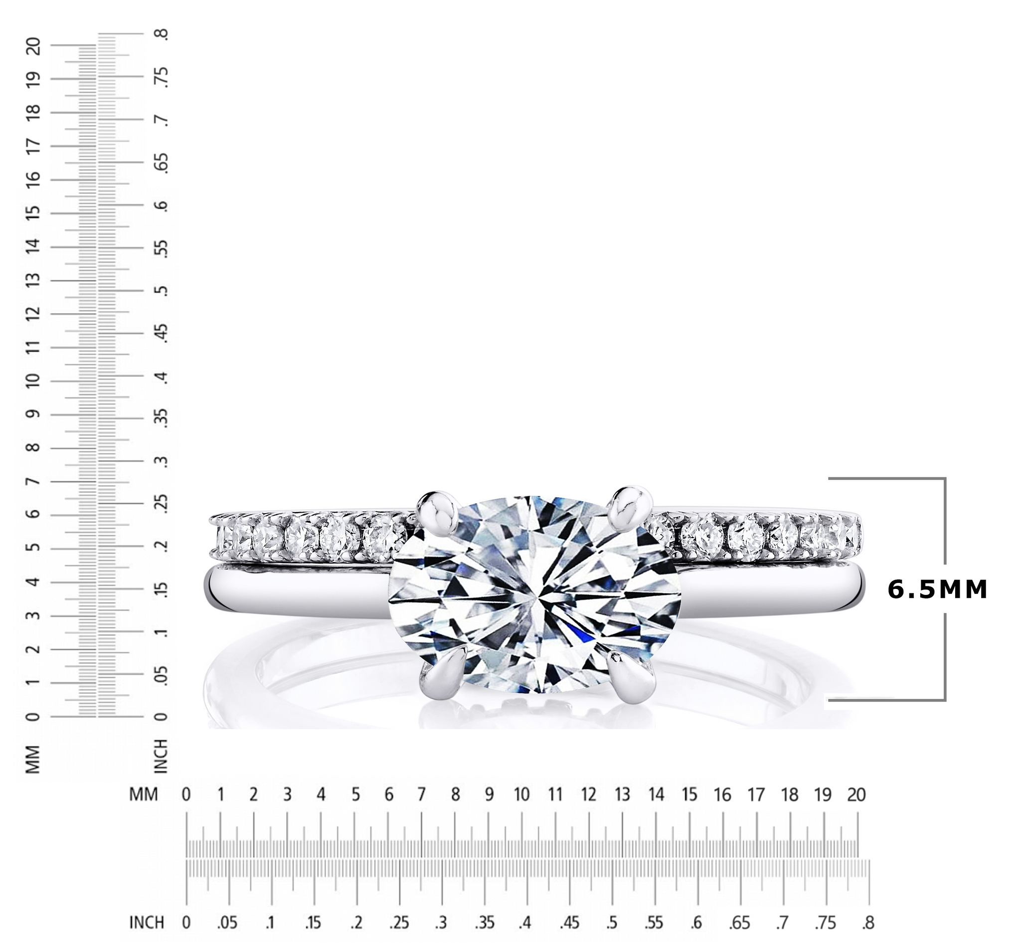 2Ct. Moissanite 18K White Gold Sterling Silver East West Under Halo Engagement Wedding Ring Bridal Set
