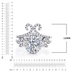 3Ct. Moissanite 18K White Gold over Silver Halo Oval Papillion Engagement Wedding Ring Bridal Set