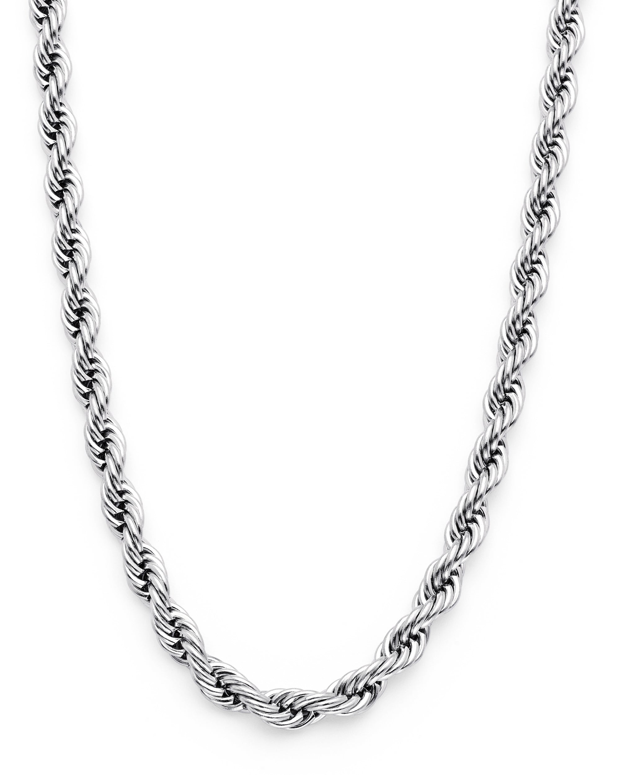Stainless Steel Rope Chain Necklace 24 inch 4MM 5MM Goldtone Black Silvertone
