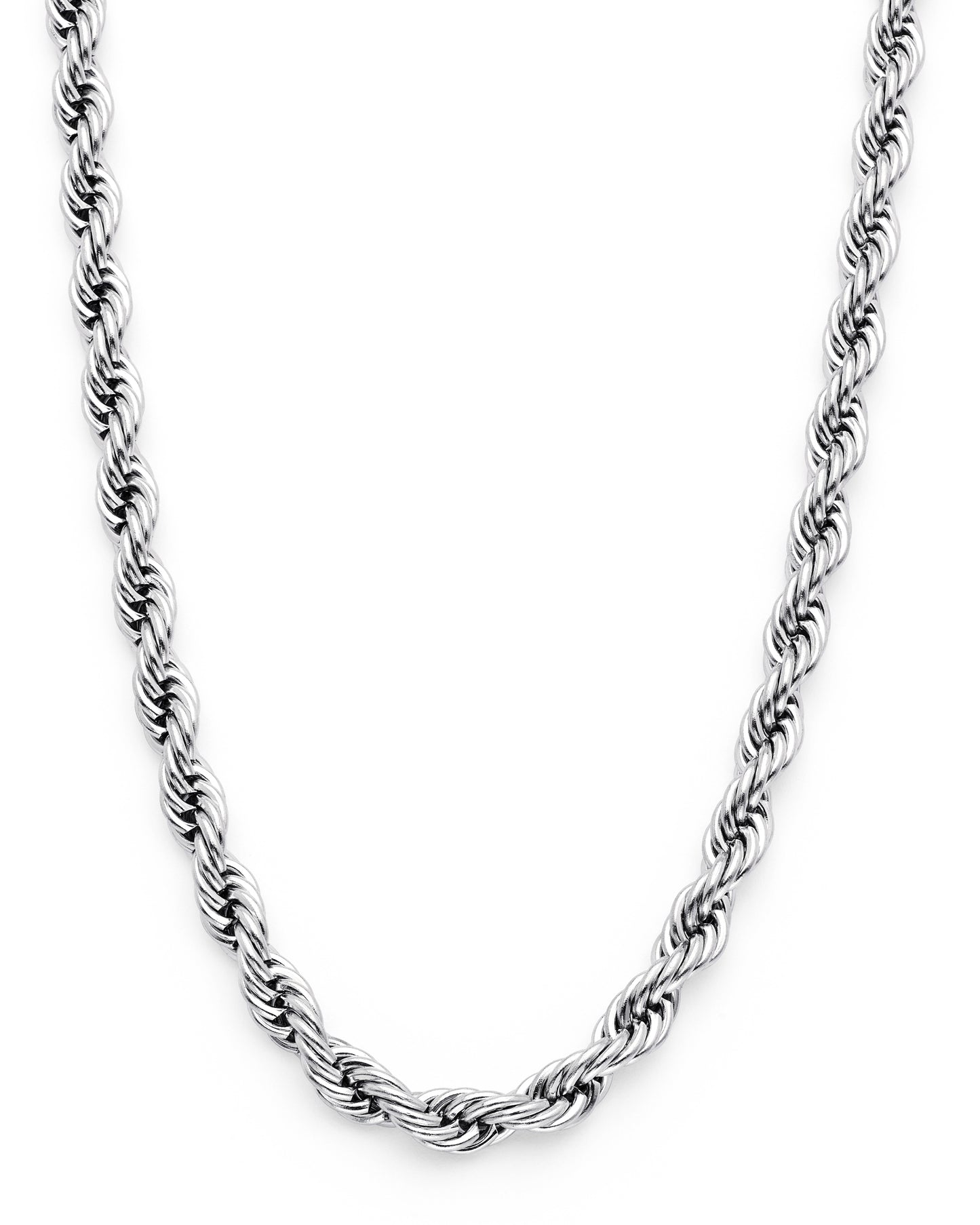 Stainless Steel Rope Chain Necklace 24 inch 4MM 5MM Goldtone Black Silvertone