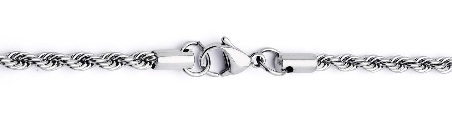 Stainless Steel Men's Rope Chain Necklace 4MM 24"