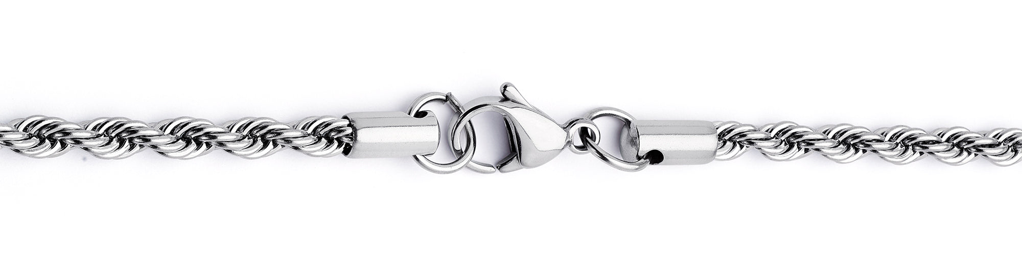 Stainless Steel Men's Rope Chain Necklace 4MM 24"