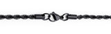 Black Plated Stainless Steel Men's Rope Chain Necklace 4MM 24" Lobster Lock