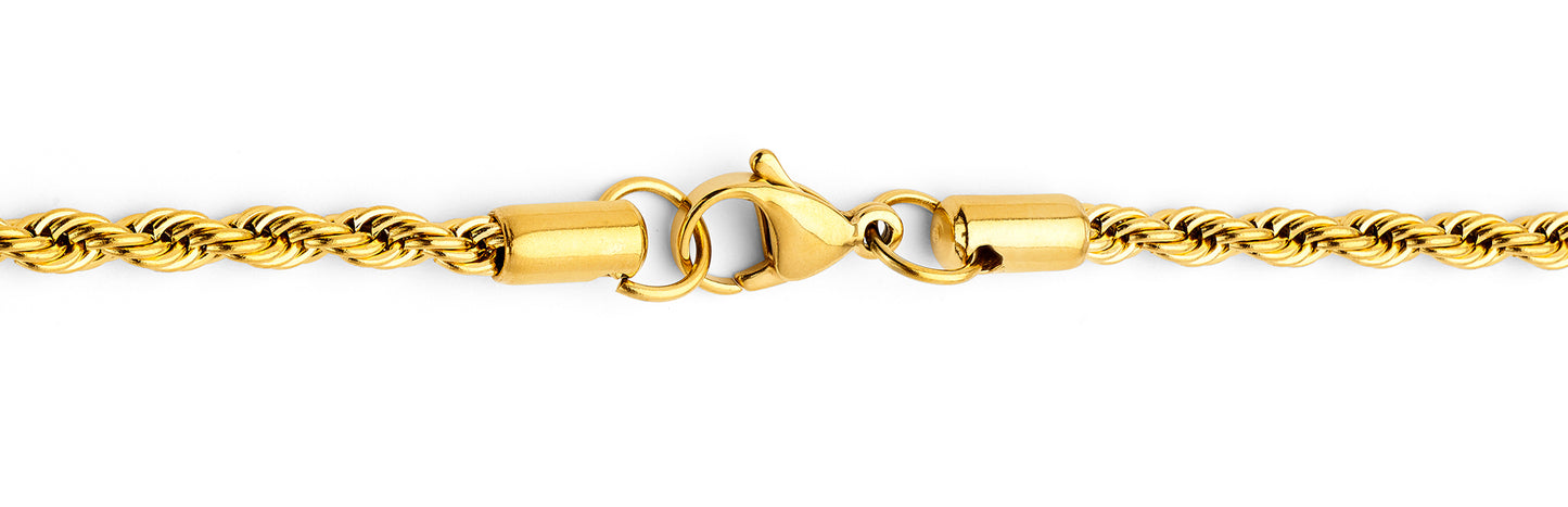 14K Goldtone Stainless Steel Rope Chain Necklace 24" 4MM Lobster Lock