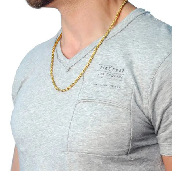 14K Goldtone Stainless Steel Rope Chain Necklace 24" 4MM Lobster Lock