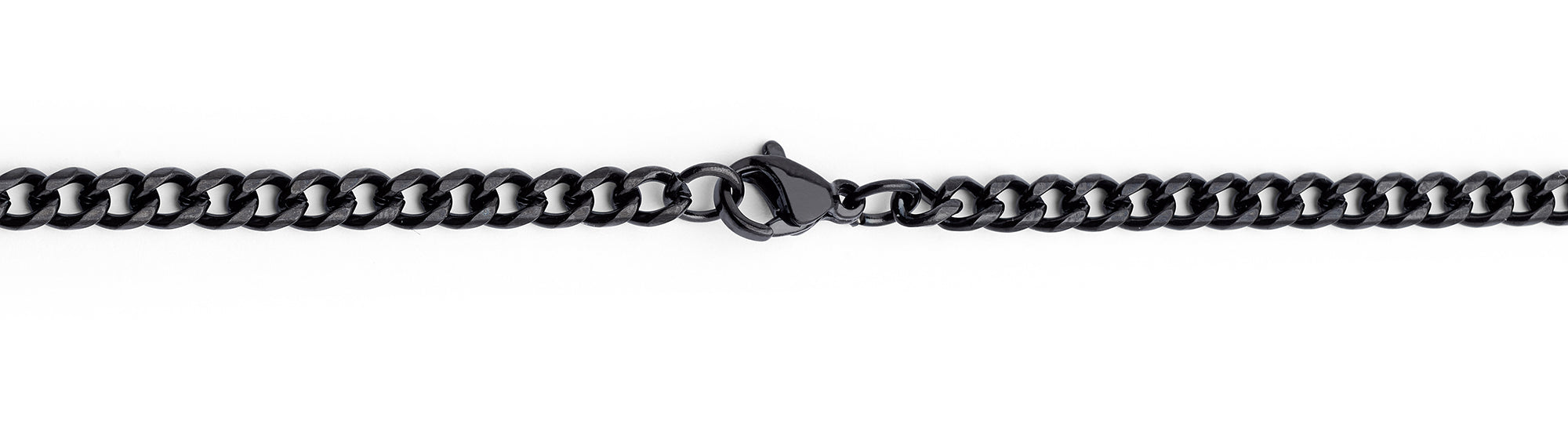 Men's Black Stainless Steel Curb Chain Necklace 4mm 24"