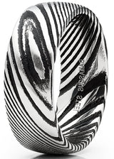 Men's Damascus Steel Wedding Band Ring Black Oxidized Dome Comfort-fit 8MM 7-15