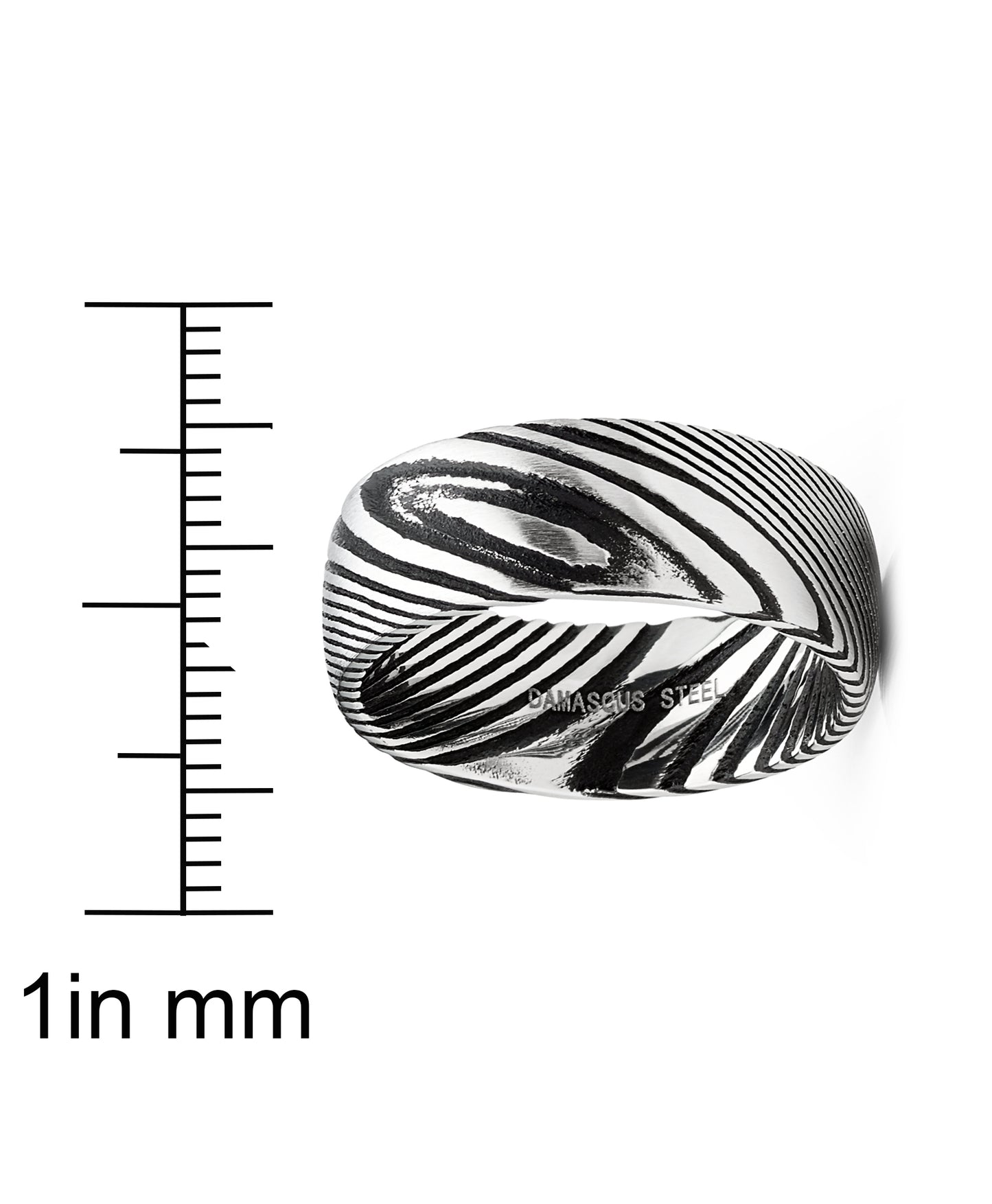 Men's Damascus Steel Wedding Band Ring Black Oxidized Dome Comfort-fit 8MM 7-15