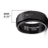 Men's Stainless Steel Lord's Prayer Spinner Fidget Ring Anxiety Band Goldtone Black 8MM