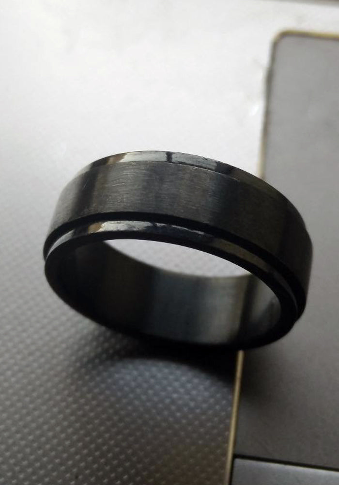 Men's Black Stainless Steel Spinner Ring Band 8MM Sizes 6 to 15