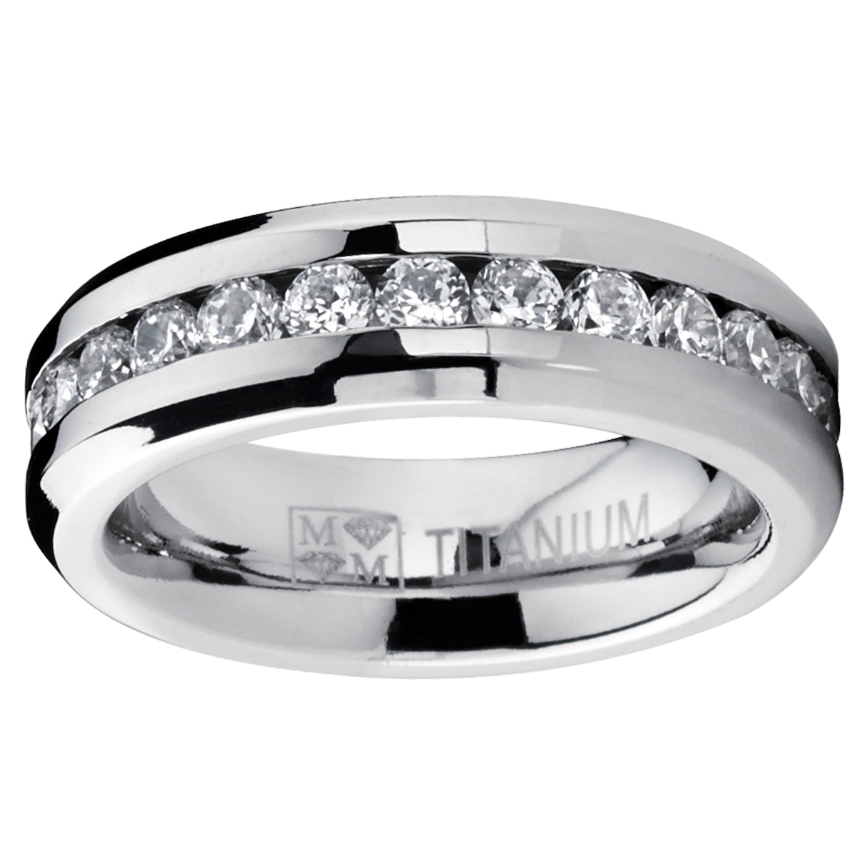 Women's Eternity Titanium Ring 2.4 Carats Cubic Zirconia Wedding CZ 6MM Sizes 4-9