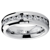 Women's Eternity Titanium Ring 2.4 Carats Cubic Zirconia Wedding CZ 6MM Sizes 4-9