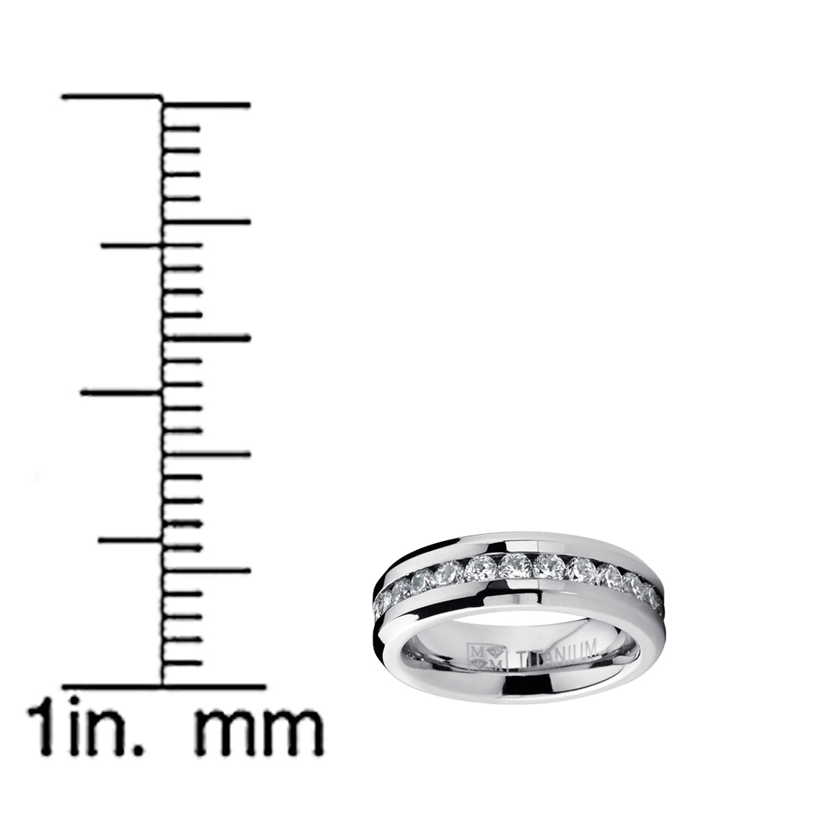 Women's Eternity Titanium Ring 2.4 Carats Cubic Zirconia Wedding CZ 6MM Sizes 4-9
