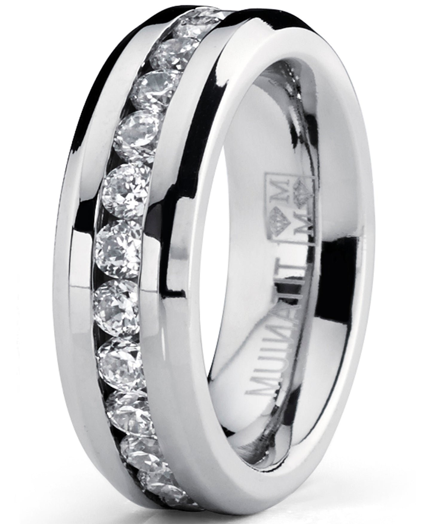 Women's Eternity Titanium Ring 2.4 Carats Cubic Zirconia Wedding CZ 6MM Sizes 4-9