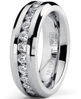 Women's Eternity Titanium Ring 2.4 Carats Cubic Zirconia Wedding CZ 6MM Sizes 4-9