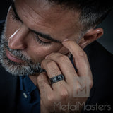 9MM Men's Black Titanium Wedding Band Ring with Double Row Black Cubic Zirconia, Comfort Fit