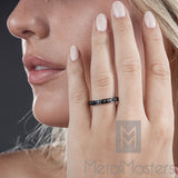 Women's 3MM 1.75Ct Black Titanium Eternity Engagement Band Wedding Ring Black Pave Set CZ