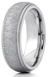 Men's Titanium Hairline Ground Brushed Finish Dome Comfort-fit Wedding Band 7MM