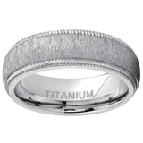 Men's Titanium Hairline Ground Brushed Finish Dome Comfort-fit Wedding Band 7MM
