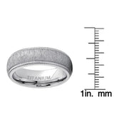Men's Titanium Hairline Ground Brushed Finish Dome Comfort-fit Wedding Band 7MM