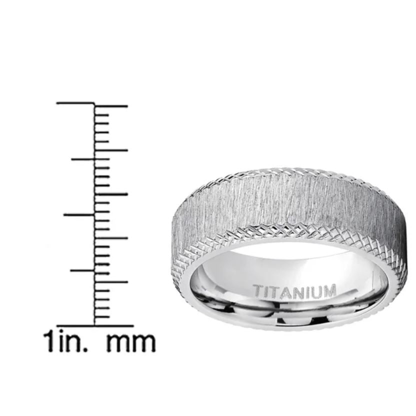 Men's Titanium Wedding Band Hairline Ground Brushed Finish Comfort-Fit 8MM