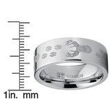 Men's Deer Hunting Titanium Ring Wedding Band High Polish Silver 8MM