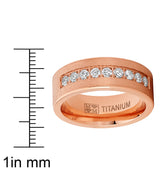 Men's Rose Goldtone Titanium Wedding Band Ring Cubic Zirconia 8mm