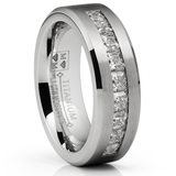 Mens 1.5 Carats Moissanite Wedding Band Engagement Ring 9 large Princess-Cut 8MM
