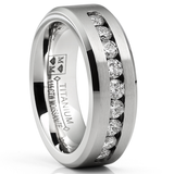 1.15 Carats Moissanite Mens Ring Wedding Band 9 Large Channel-Set 8MM