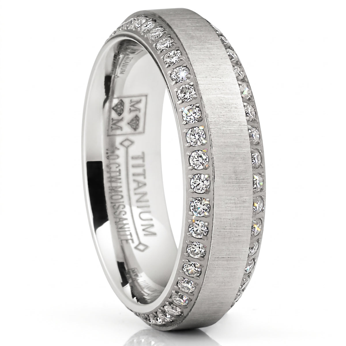 1.8 Carats Titanium Dome Wedding Band Engagement Ring Cubic Zirconia Eternity CZ 8MM