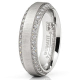 1 Carat Moissanite Mens Wedding Band 18K White Gold Plated Eternity Engagement Ring VVS D-Color