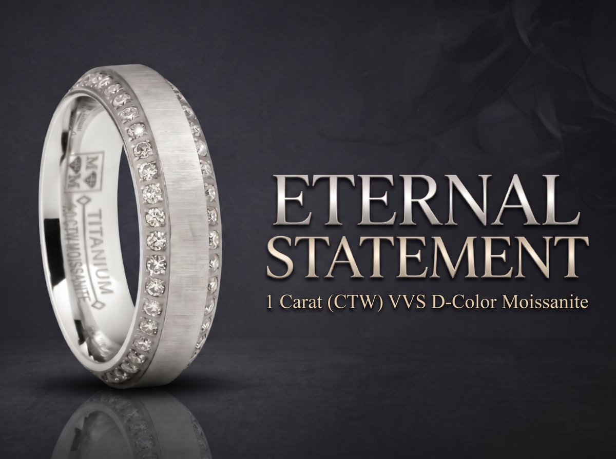 1.8 Carats Titanium Dome Wedding Band Engagement Ring Cubic Zirconia Eternity CZ 8MM