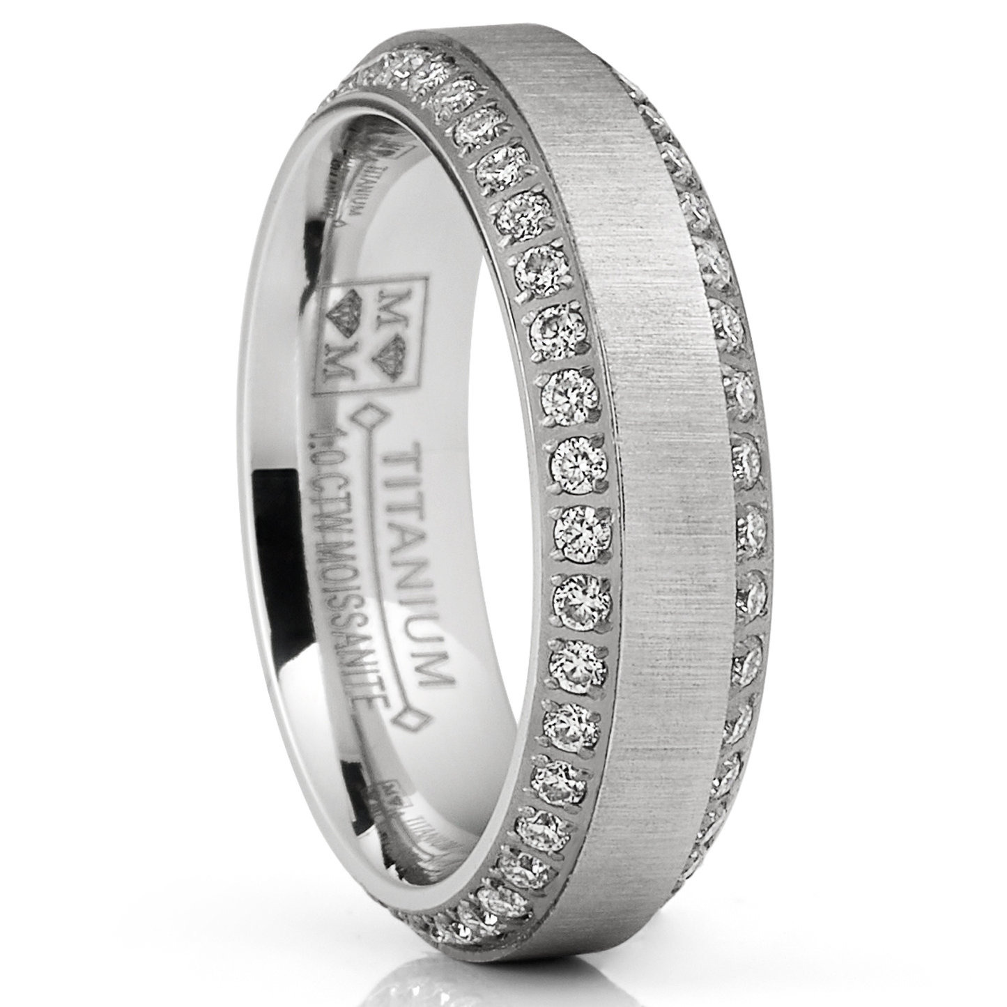 1.8 Carats Titanium Dome Wedding Band Engagement Ring Cubic Zirconia Eternity CZ 8MM