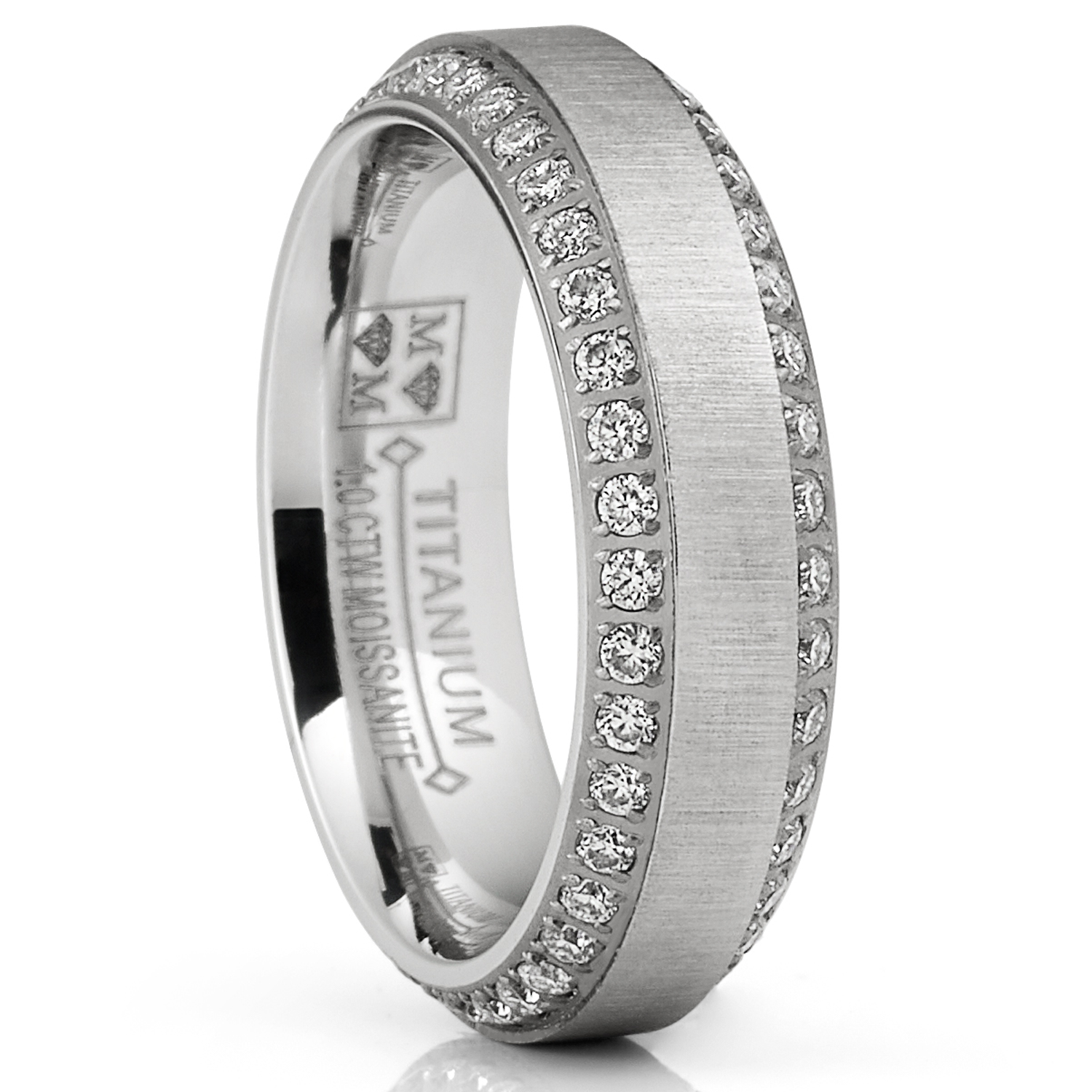 1.8 Carats Titanium Dome Wedding Band Engagement Ring Cubic Zirconia Eternity CZ 8MM