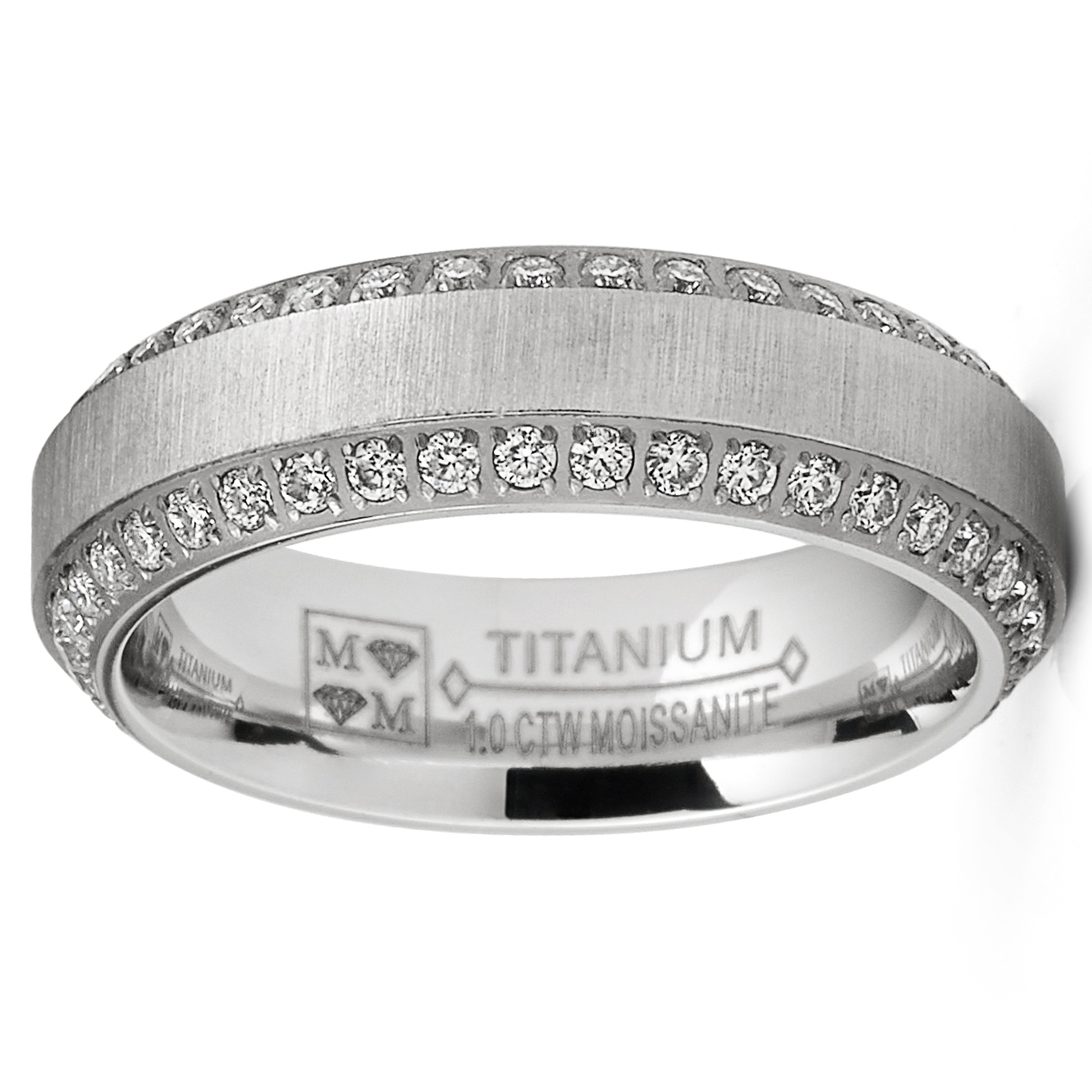 1 Carat Moissanite Mens Wedding Band 6MM Eternity Engagement Ring Two-Row Pave