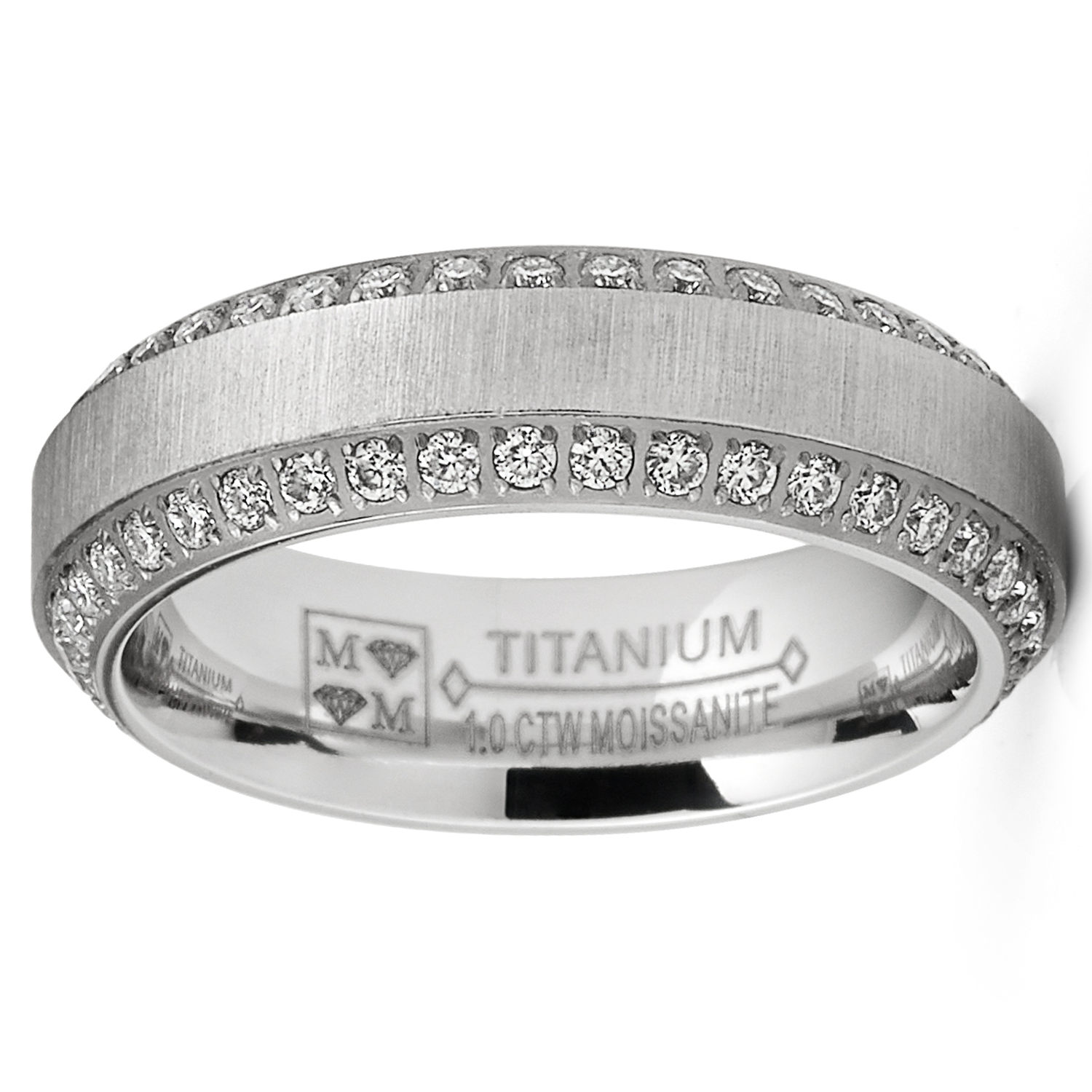 1 Carat Moissanite Mens Wedding Band 6MM Eternity Engagement Ring Two-Row Pave