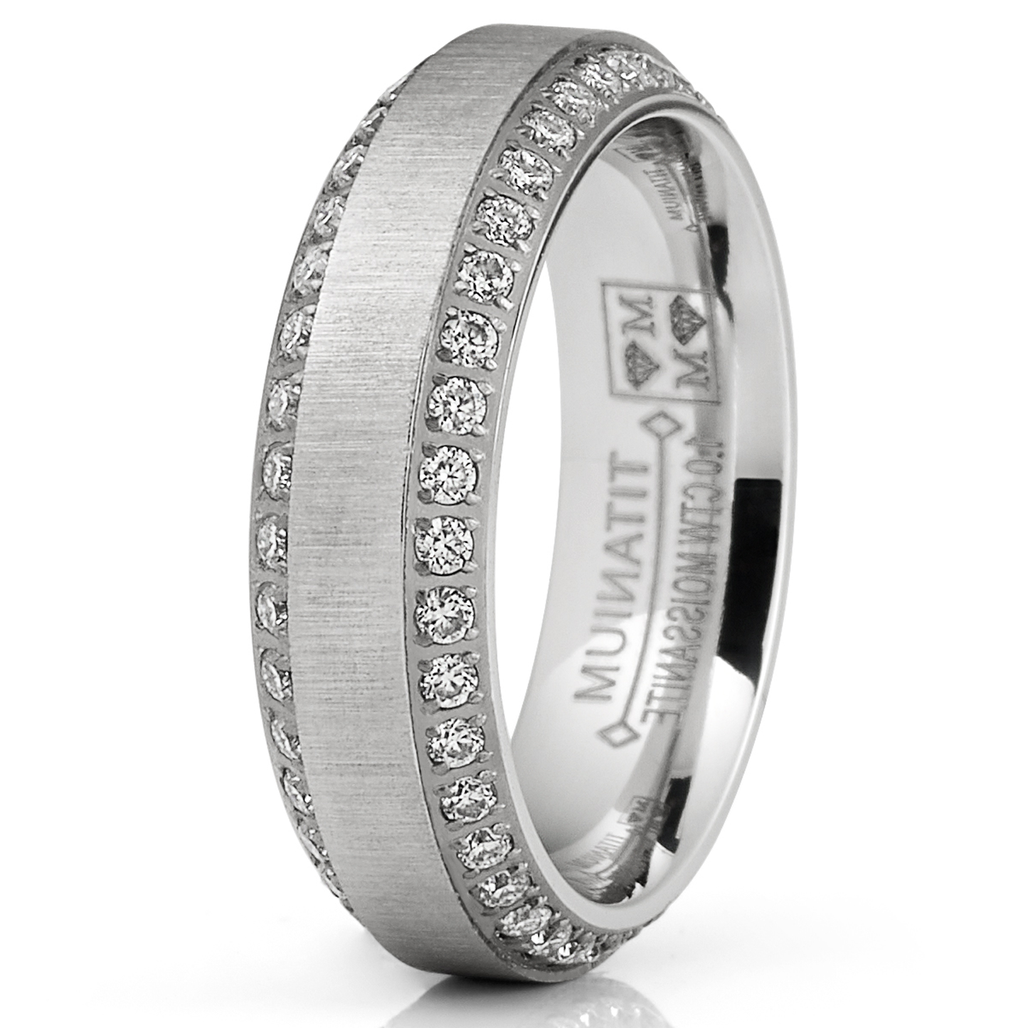 1.8 Carats Titanium Dome Wedding Band Engagement Ring Cubic Zirconia Eternity CZ 8MM