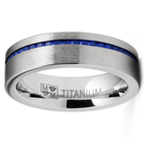Eternity Wedding Band Engagement Ring 6MM Blue Spinel Channel-Set Princess-Cut