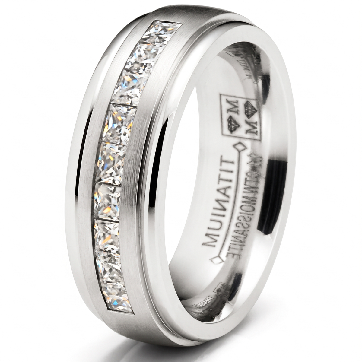 1.10 Ct. Moissanite Mens Wedding Band 18K White Gold Plated Engagement Ring VVS D-Color 7MM