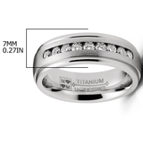 1 Carat Moissanite Mens Wedding Band Engagement Ring Step Edge 9 Round Channel-Set Stones 7MM